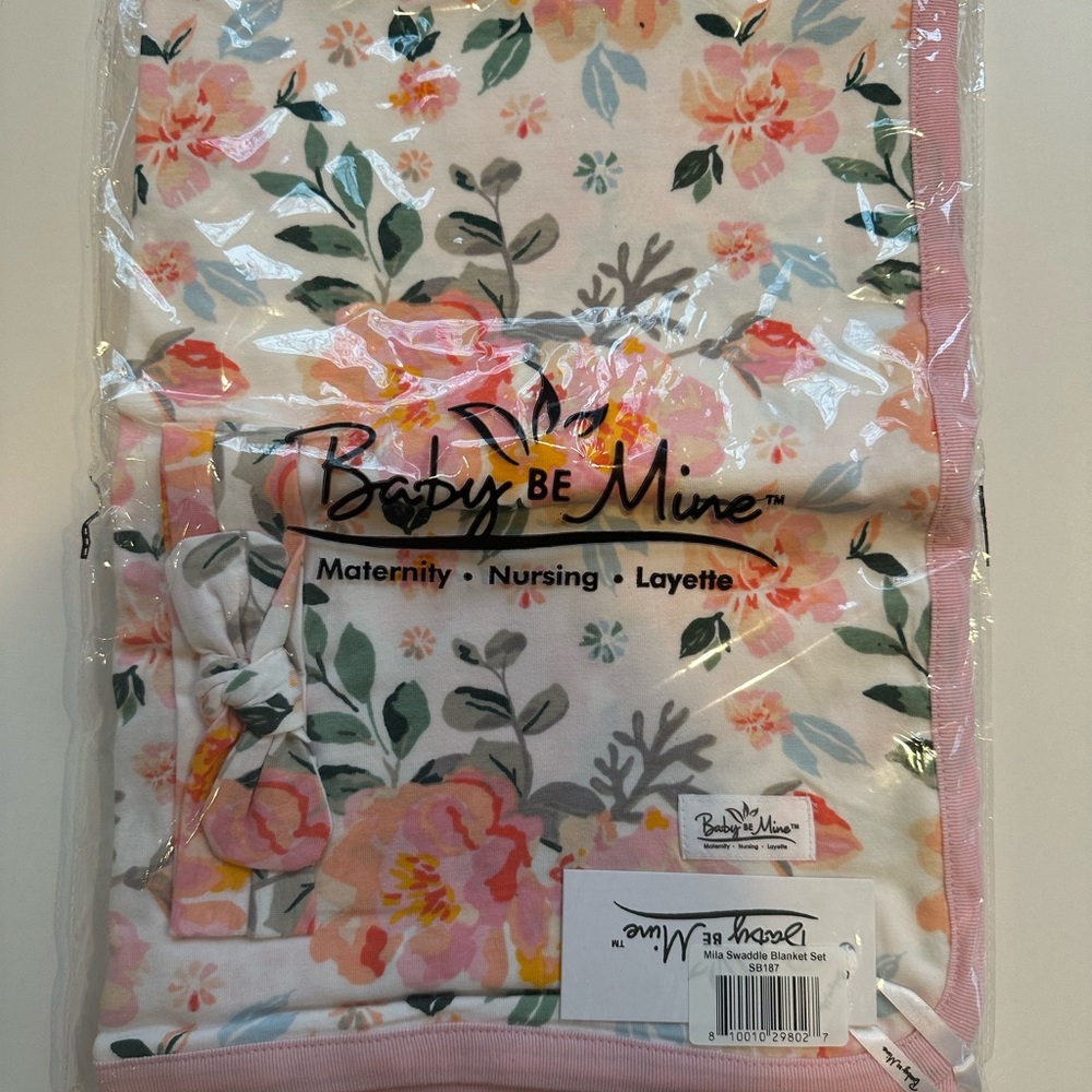 BRAND NEW Baby Be Mine Floral Swaddle Blanket - Pink and Green